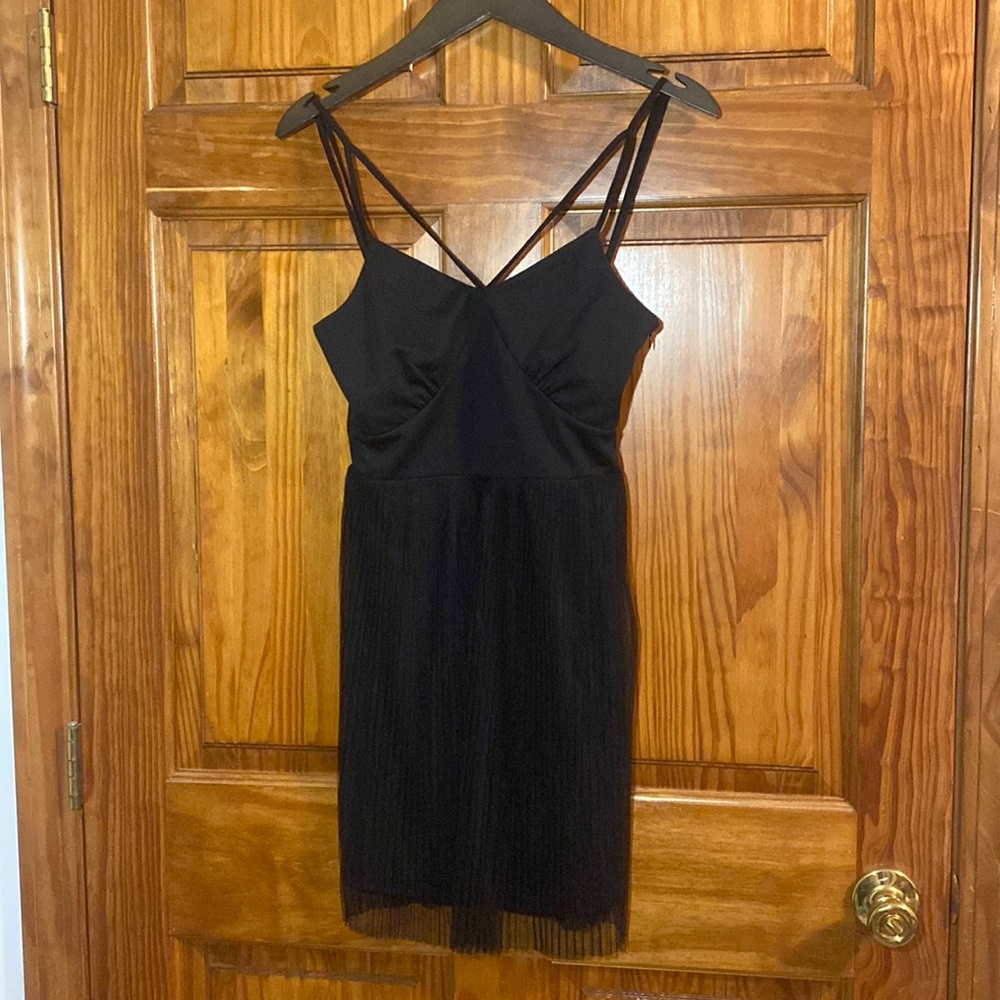 Francesca’s Mi Ami Black Bodice Pleated Tulle Skirt Dress